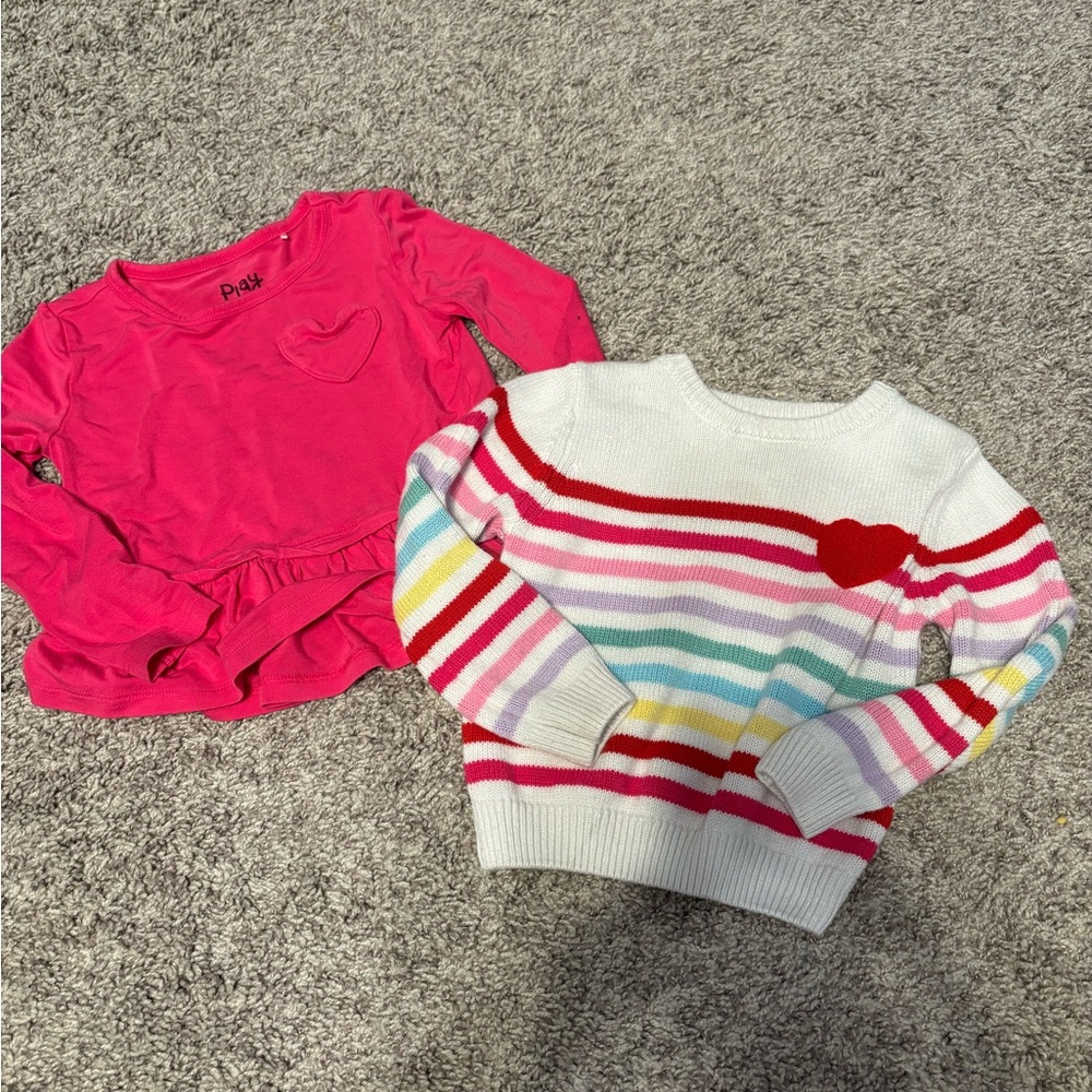 Little Sleepies Pink and Striped Heart Kids Sweater Set